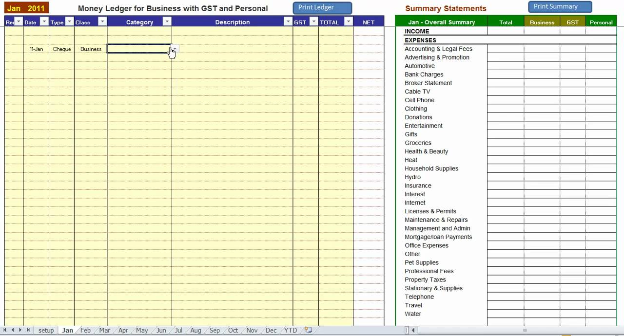 Bookkeeping Templates For Small Business Spreadsheet Templates for