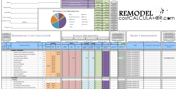 home improvement spreadsheet