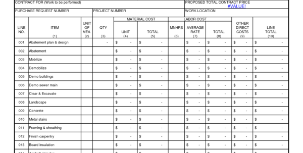 home improvement spreadsheet