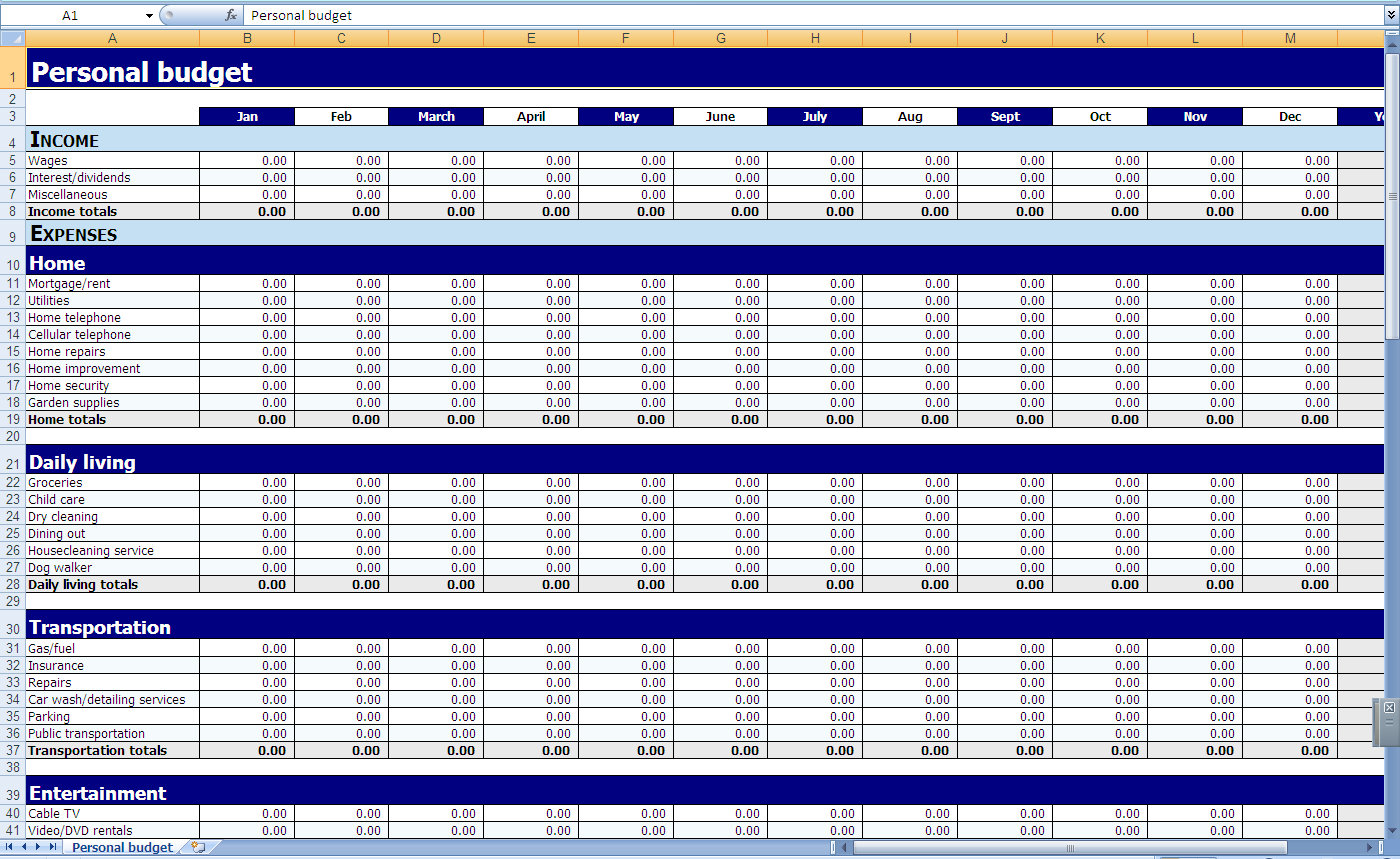 Monthly Spreadsheet Template Monthly Spreadsheet Spreadsheet Templates