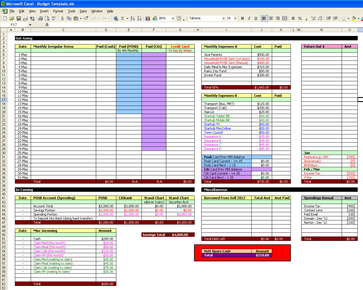 Renovation Spreadsheet Template Free