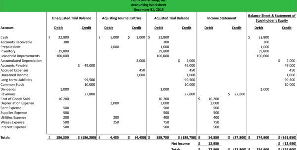 small business income and expense worksheet
