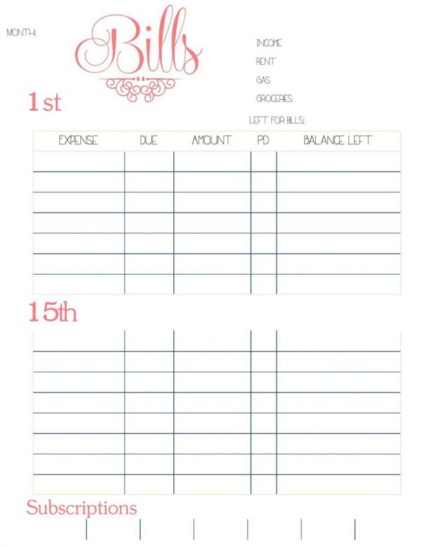 Monthly Bill Spreadsheet Template Monthly Spreadsheet Spreadsheet