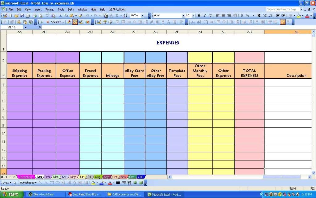 Excel Sheet Template For Monthly Expenses