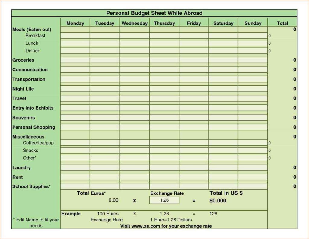 How To Make Personal Budget Spreadsheet