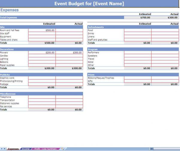 home budget worksheet