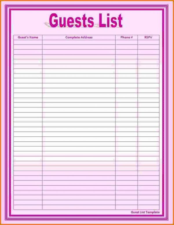 13 Best Wedding Guest List Spreadsheet Download Images Rockchalkjay