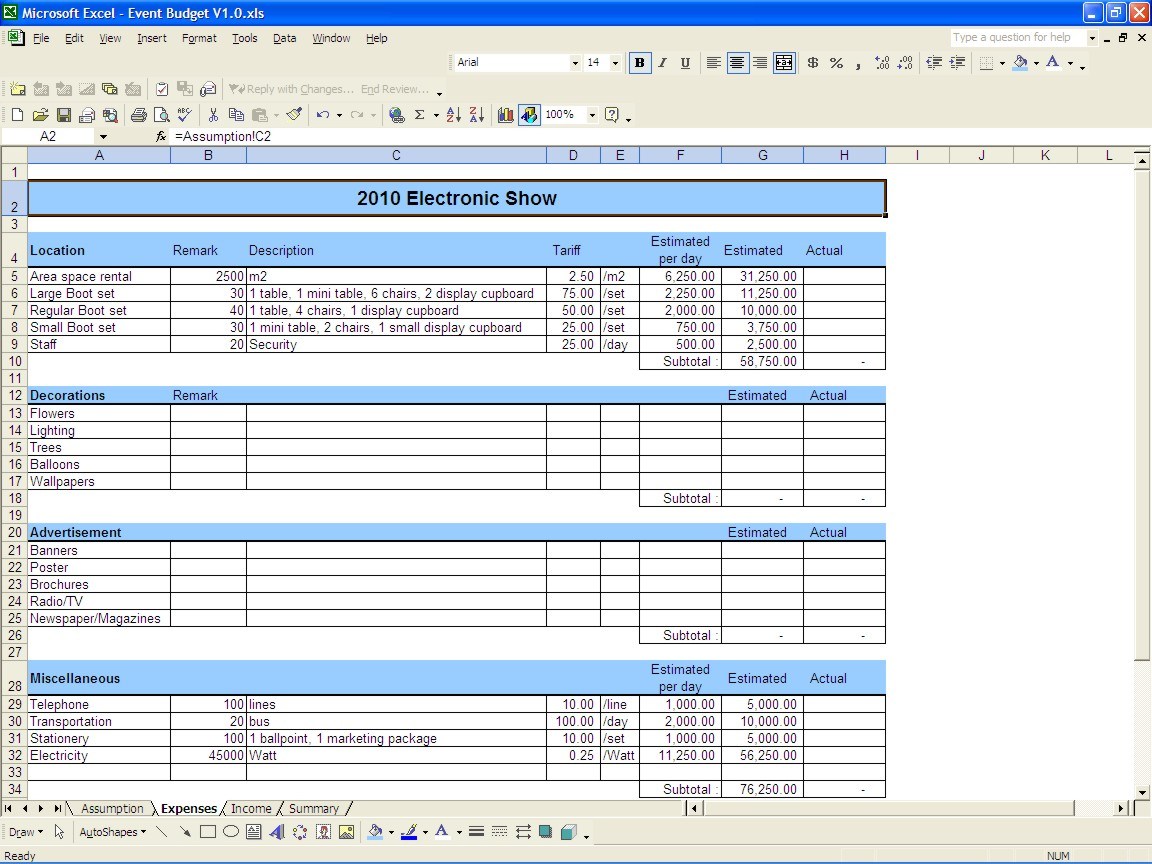 Monthly Expense Sheet Excel Template India