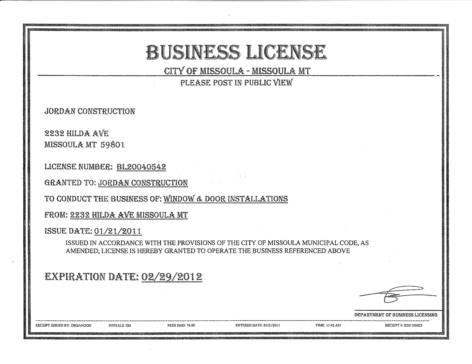 Business License Samples Spreadsheet Templates for Busines How To Get