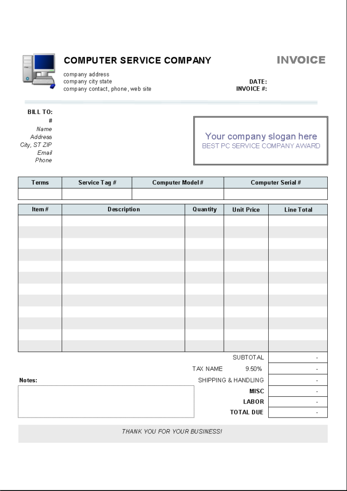 Handyman Invoice Spreadsheet Templates for Busines Handyman Receipt