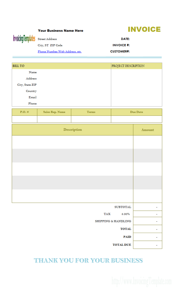 Invoice Templates Microsoft And Open Office Templates Invoice Template