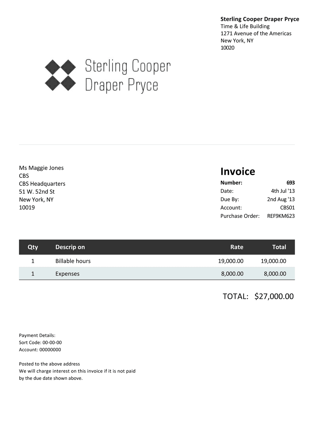 Cargo Invoice Template