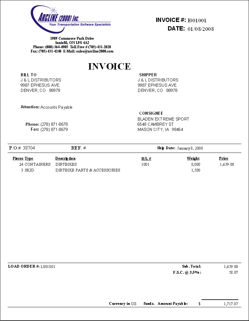 Trucking Invoice Template Pdf PDF Template