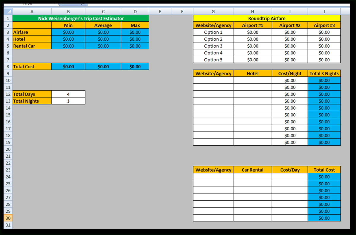 Construction Project Cost Estimate Template Excel Example of Spreadshee
