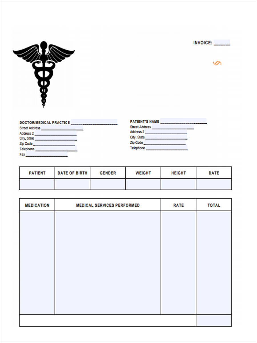 Medical Invoice Template Expense Spreadshee medical invoice format