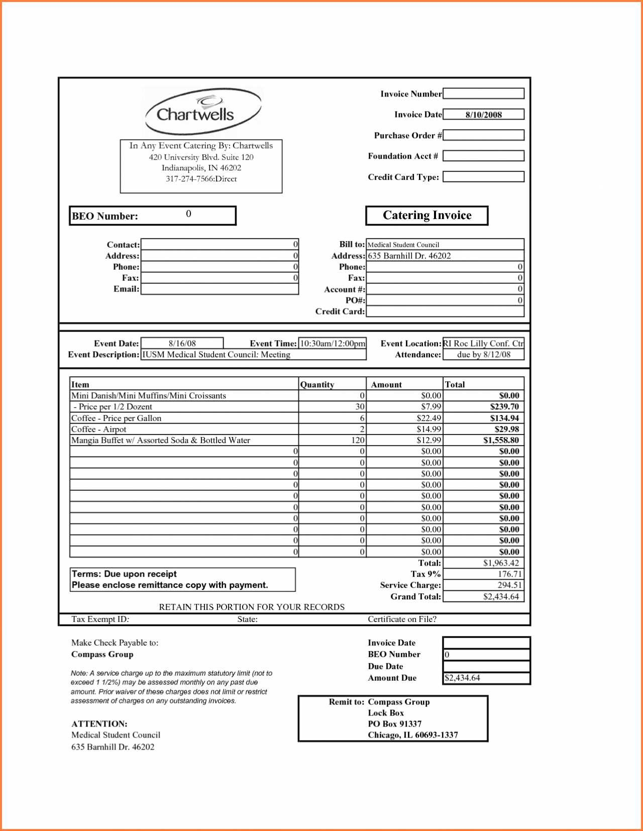 Catering Invoice Template Excel Invoices Templates Free And Free With