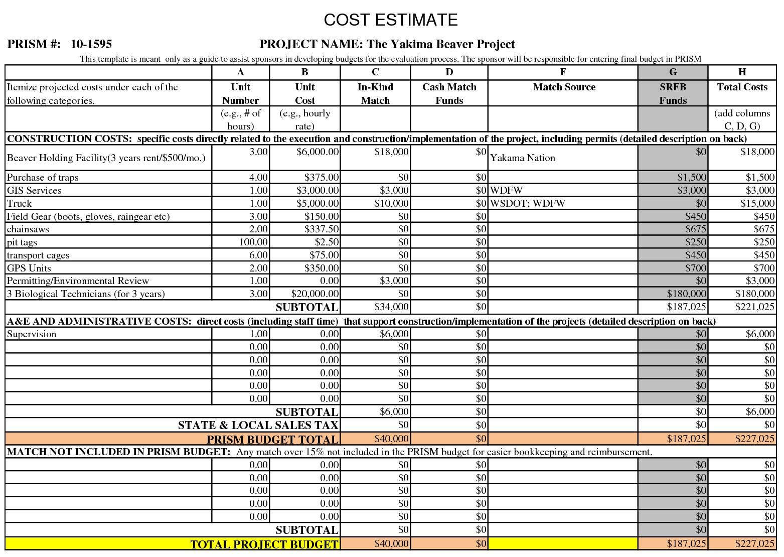 Cost Breakdown Template Expense Spreadshee Cost Breakdown Sheet 