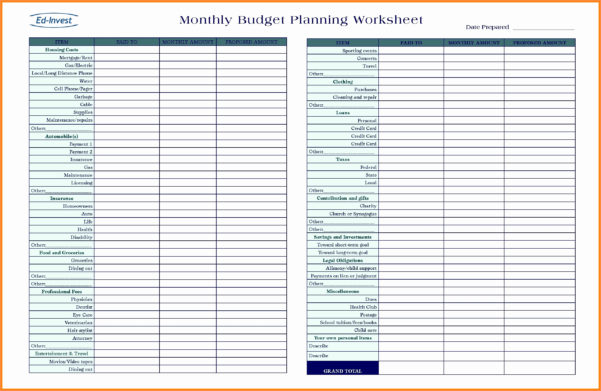 Financial Planning Excel Sheet Expense Spreadshee financial planner