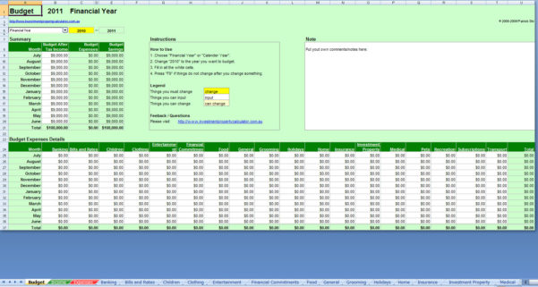 Financial Planning Excel Sheet Expense Spreadshee financial planner
