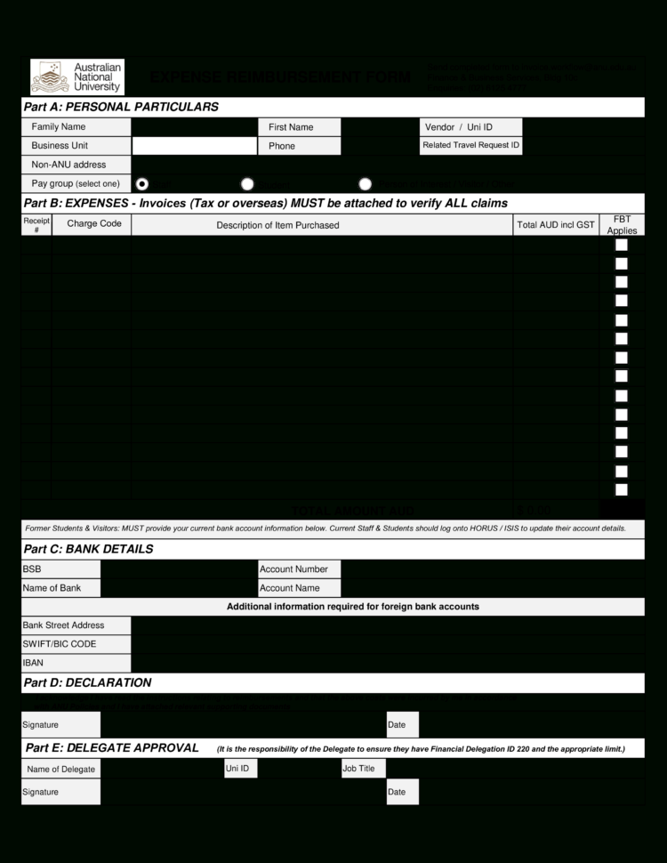 Business Expenses Claim Form Template Db Excel