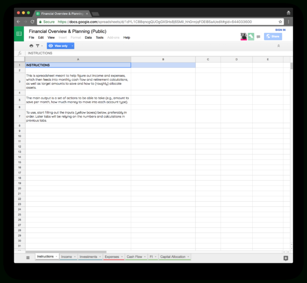 Financial Planning Excel Sheet Expense Spreadshee financial planner