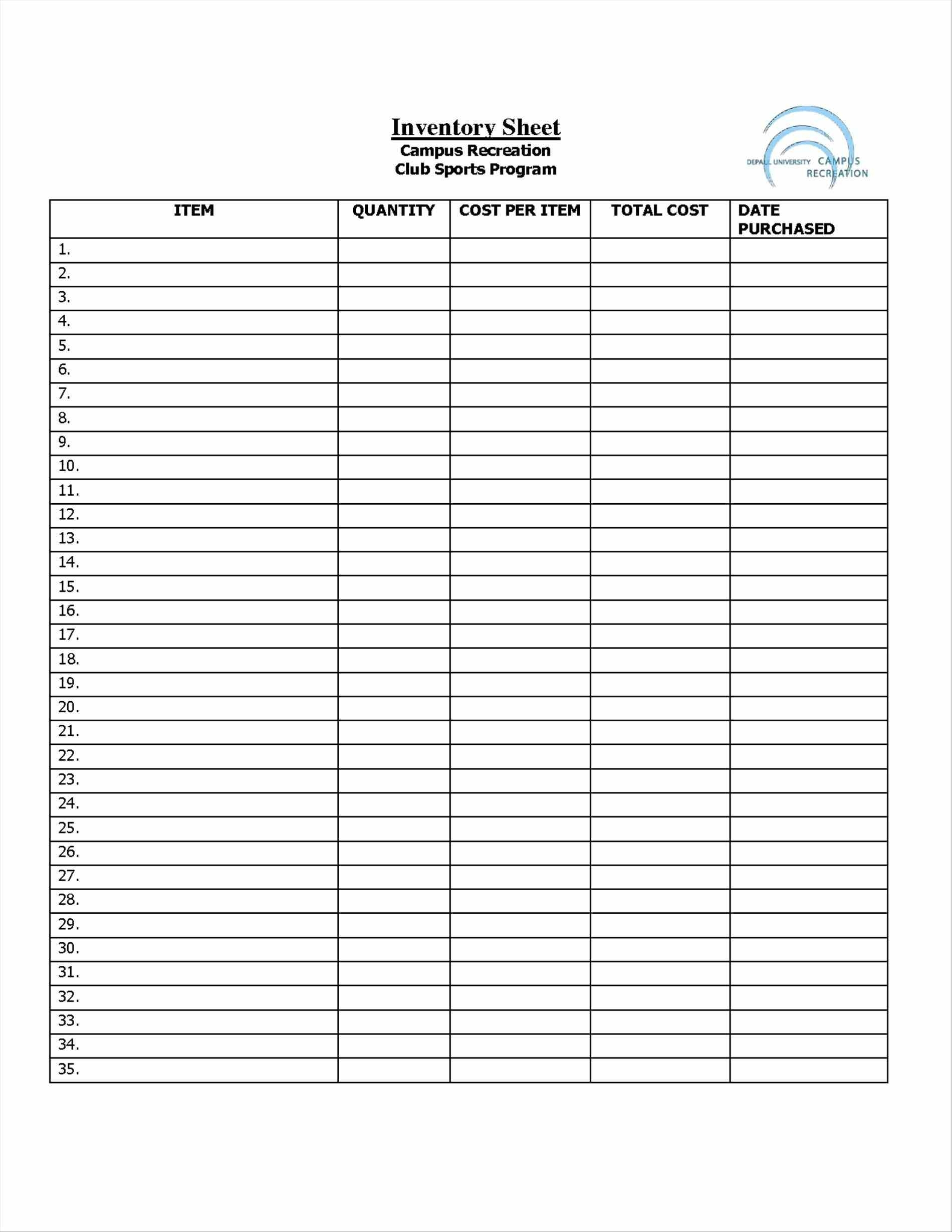 Printable Blank Inventory Spreadsheet Inventory Spreadshee Blank