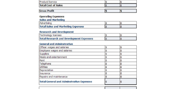 Income Statement Template For Small Business Business Spreadshee Income
