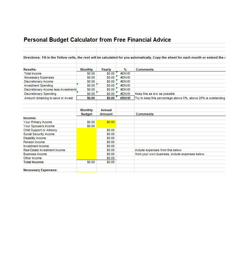 Printable 50 30 20 Budget Template