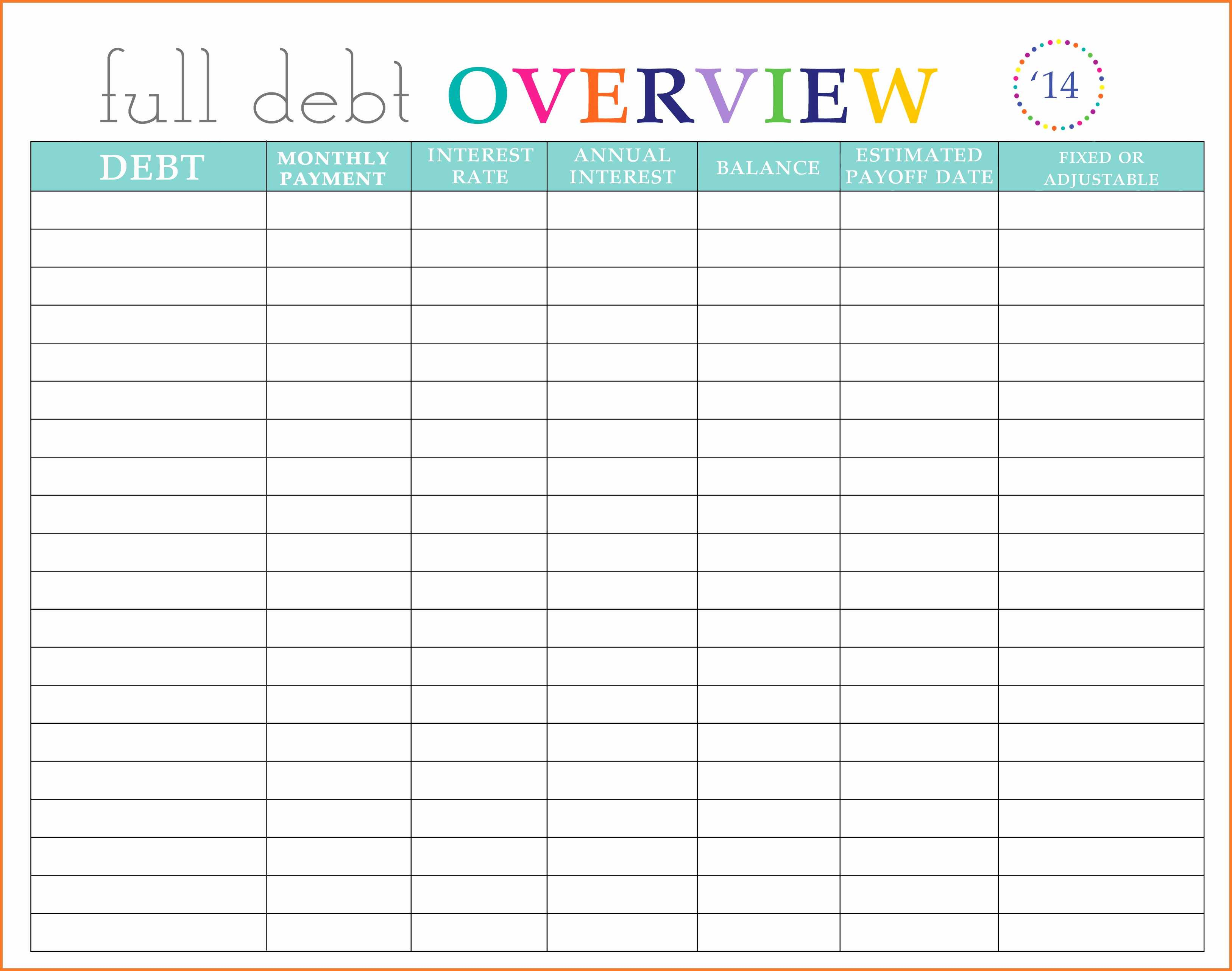 Bill Payment Spreadsheet Excel Templates