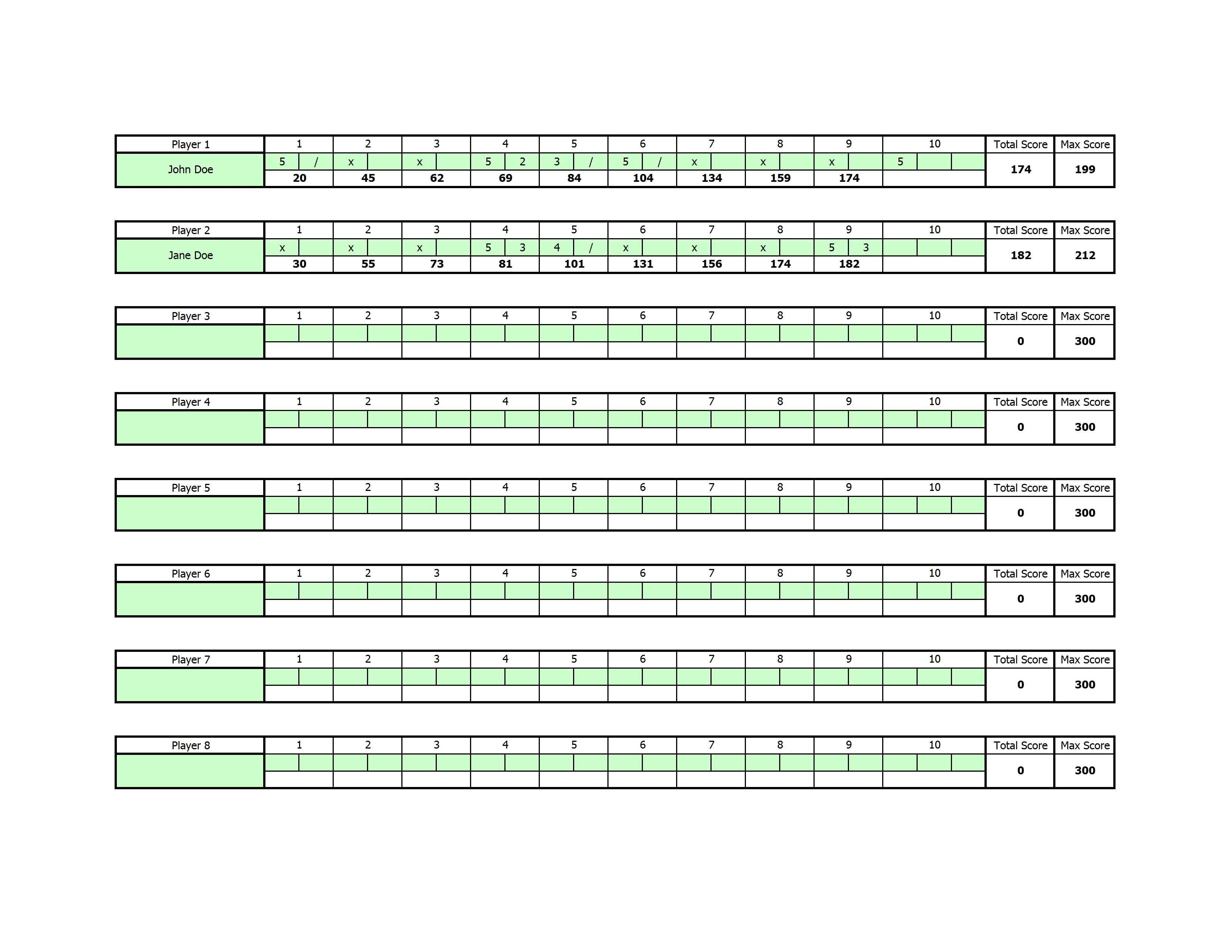 Bowling Spreadsheet Printable Spreadshee Bowling Spreadsheet Bowling