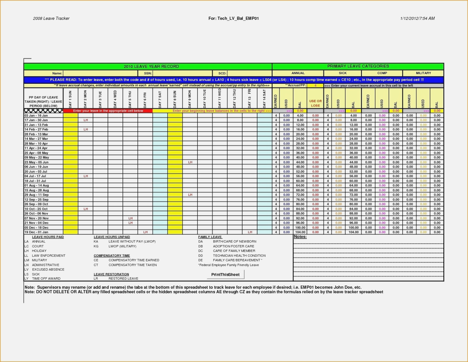 Comp Time Tracking Spreadsheet Download Spreadsheet Downloa comp time