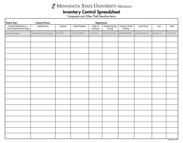 Vending machine tracking spreadsheet