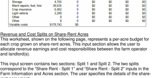 Corn Cost Per Acre Spreadsheet Spreadsheet Downloa Corn Cost Per Acre 