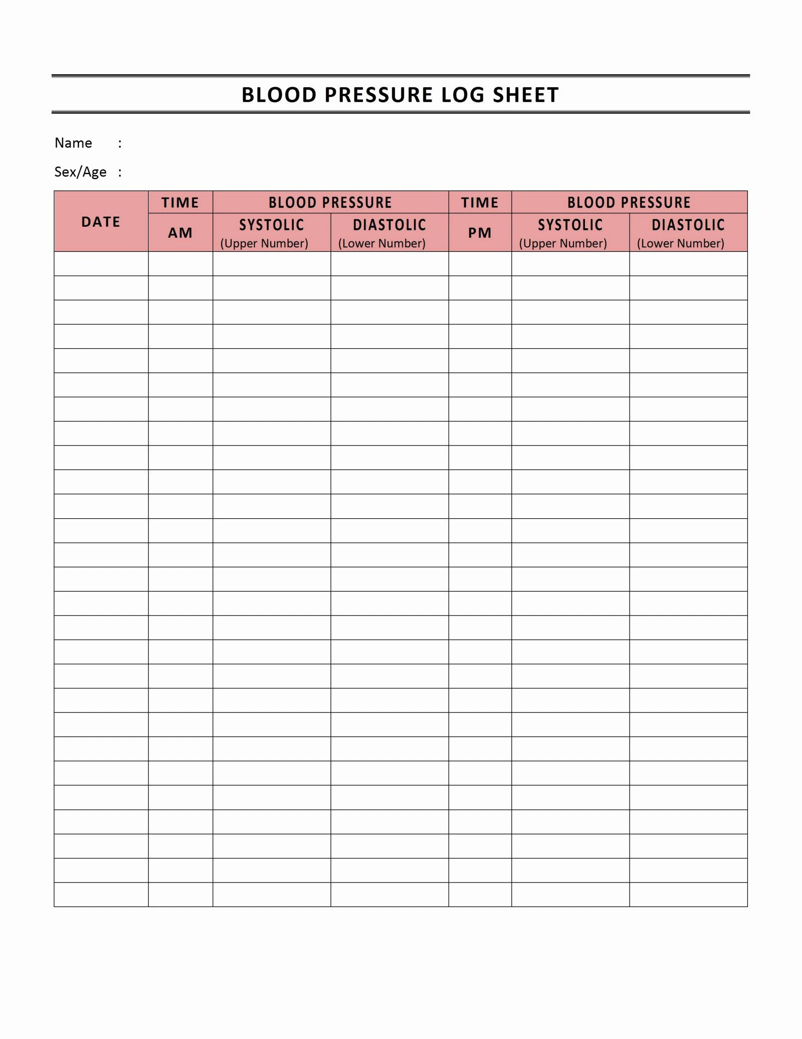 Free Printable Blood Glucose Log Sheets