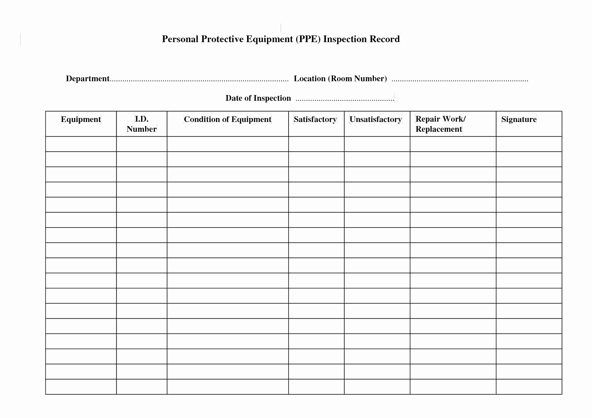 Printable Equipment Maintenance Log Template Excel Printable Templates