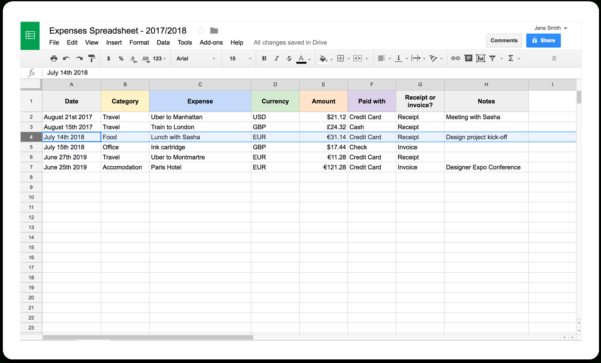 Expense Tracking Spreadsheet For Tax Purposes Spreadsheet Downloa 