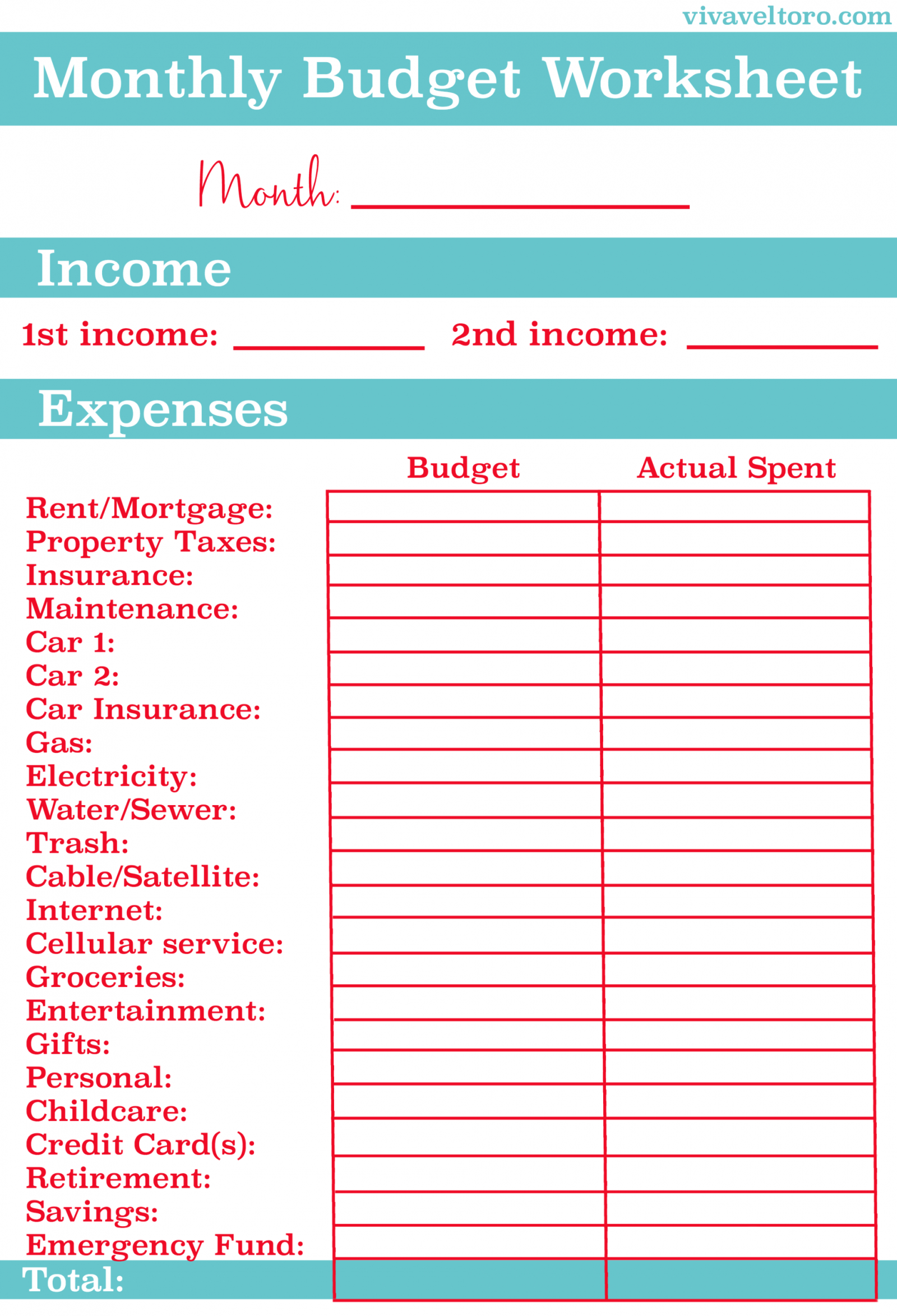 Household Balance Sheet Template