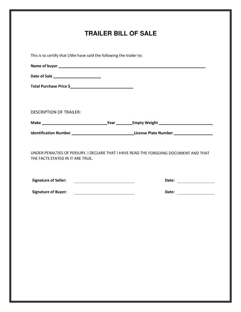 Nc Bill Of Sale Template