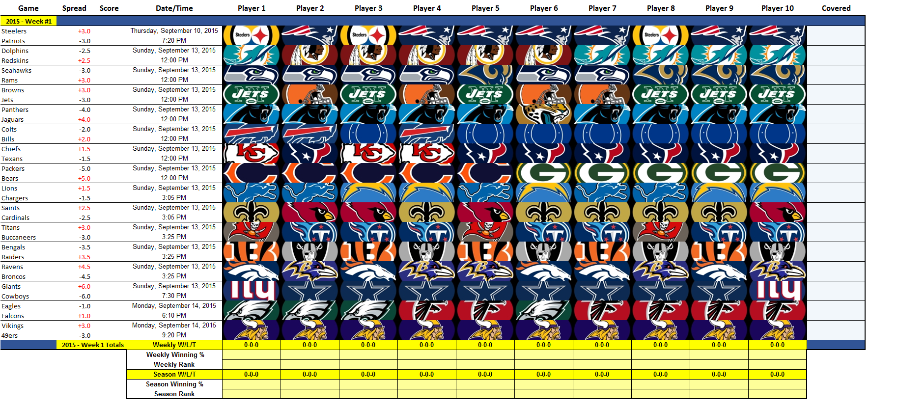 Football Picks Spreadsheet Template Within Office Pool Pick em Stat 