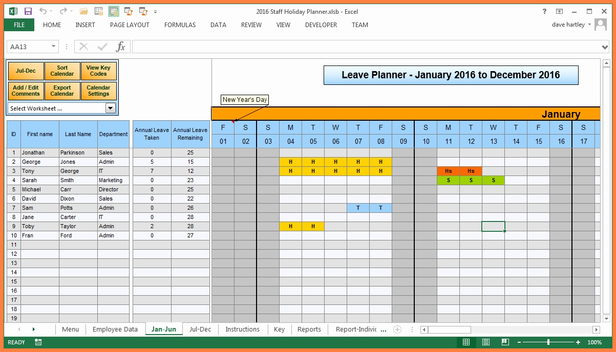 2025 Annual Leave Calendar Excel Template Free Layne Valeria