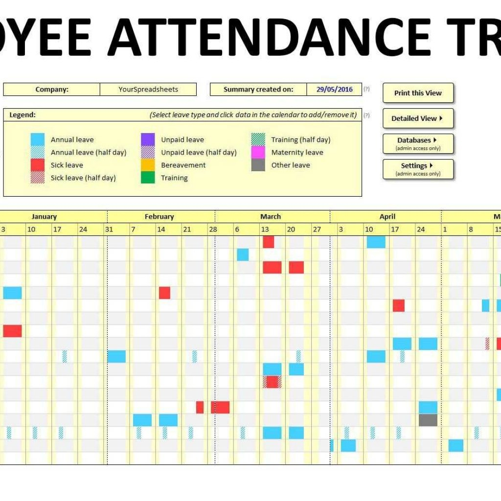 Attendance Spreadsheet Template Excel