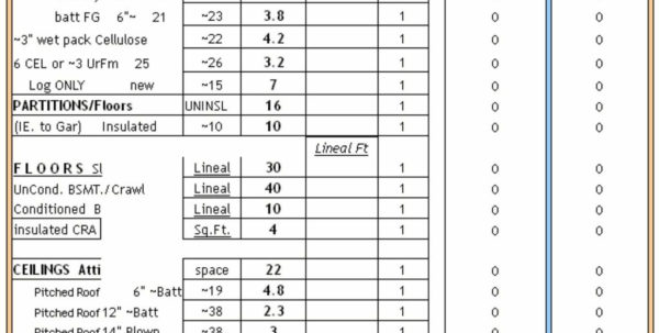 Heat Load Calculation Spreadsheet Printable Spreadshee Heating And Cooling Load Calculation 8773