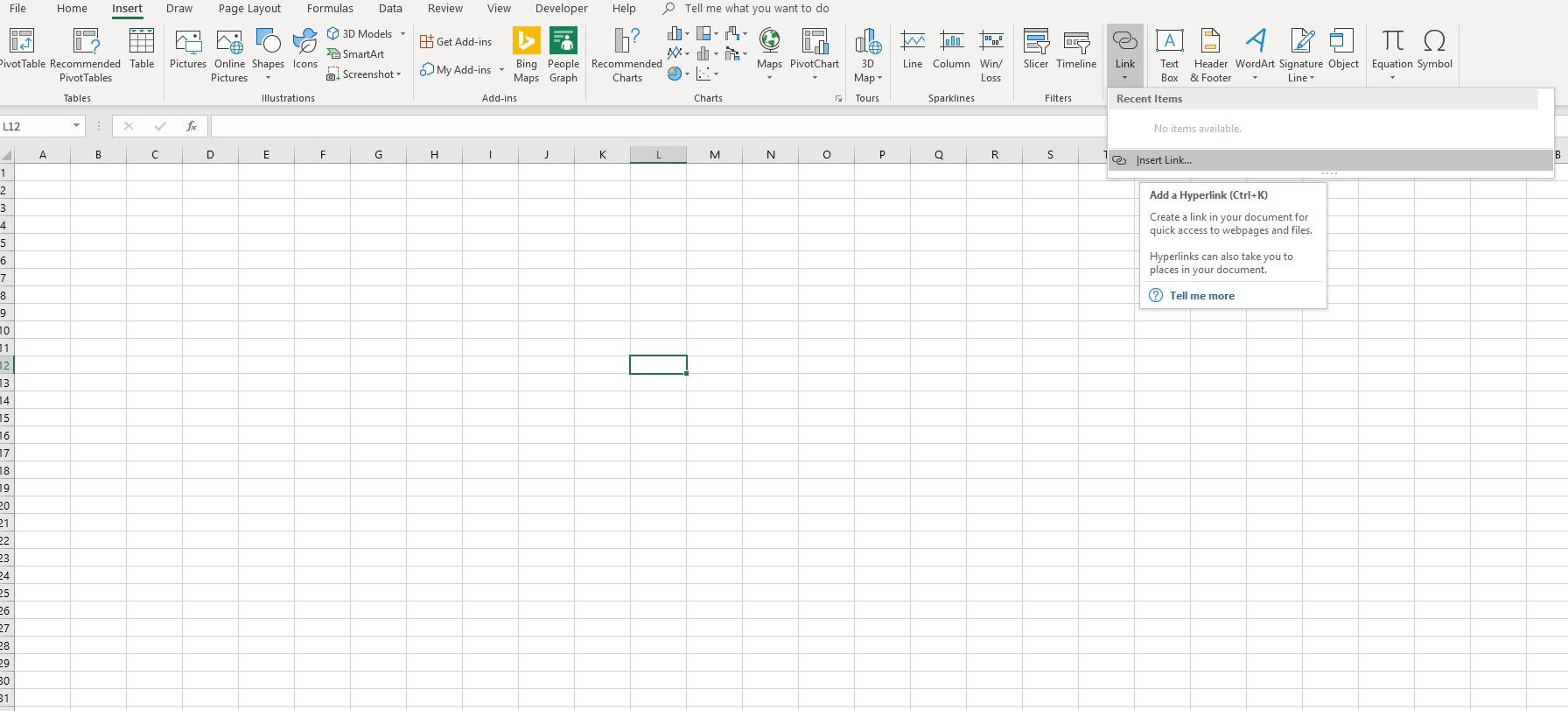 Excel 2020 insert forex link