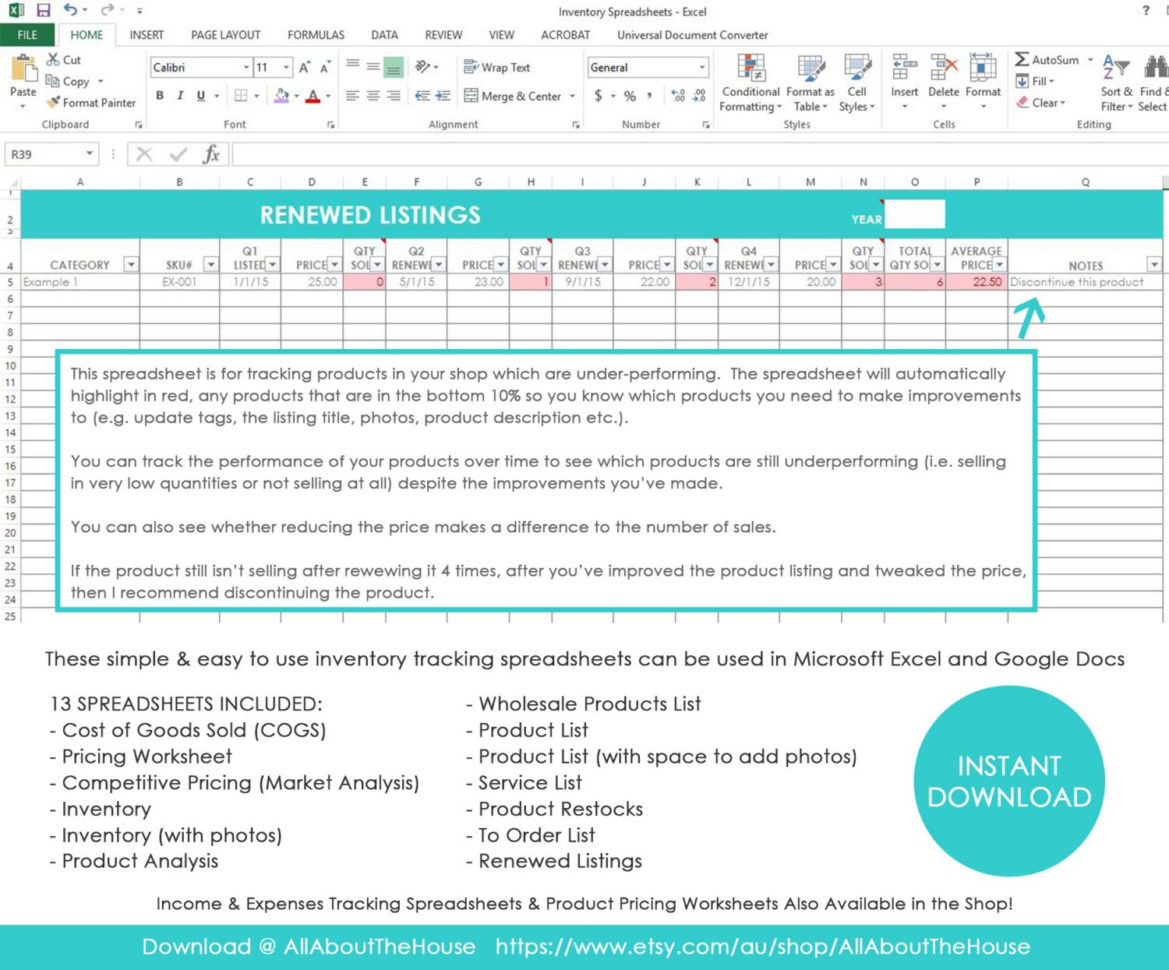 Inventory Household Items Excel Spreadsheet Spreadsheet Downloa