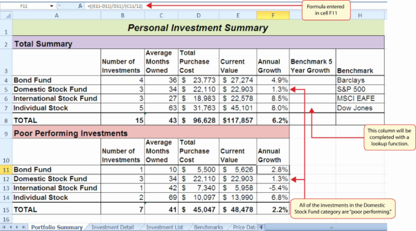 Investment Portfolio Spreadsheet Google Spreadshee Free Excel ...