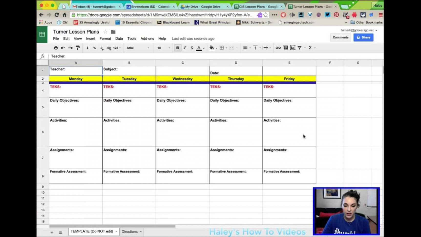 Lesson Plan Spreadsheet