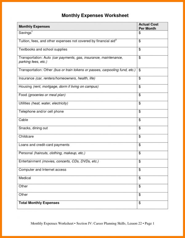 Living Expenses Spreadsheet Spreadsheet Downloa living expenses ...