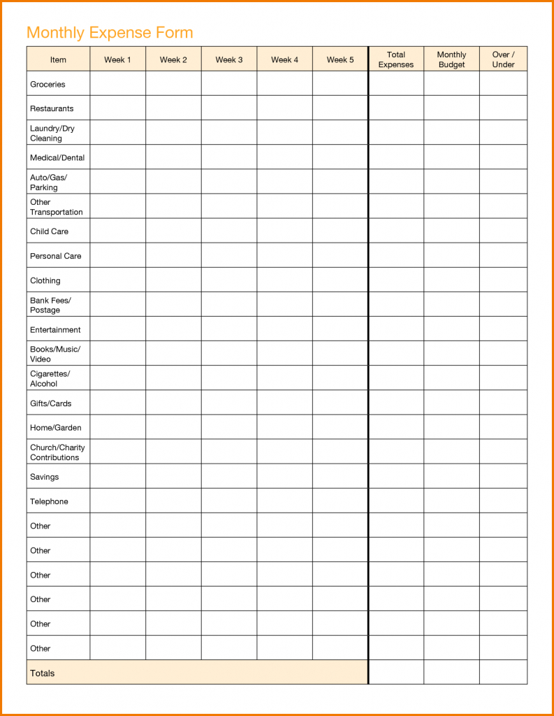 Monthly Living Expenses Spreadsheet Spreadsheet Download Monthly Living 