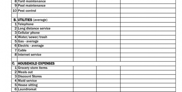 Monthly Living Expenses Spreadsheet Spreadsheet Download Monthly Living 