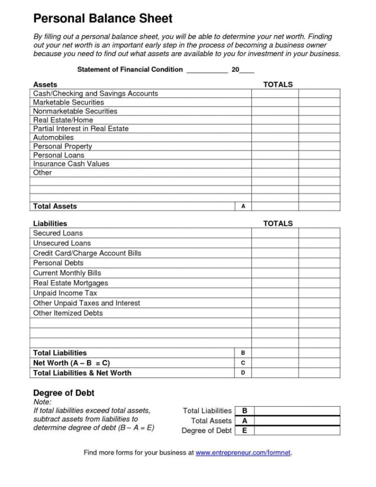 Net Worth Template Google Sheets